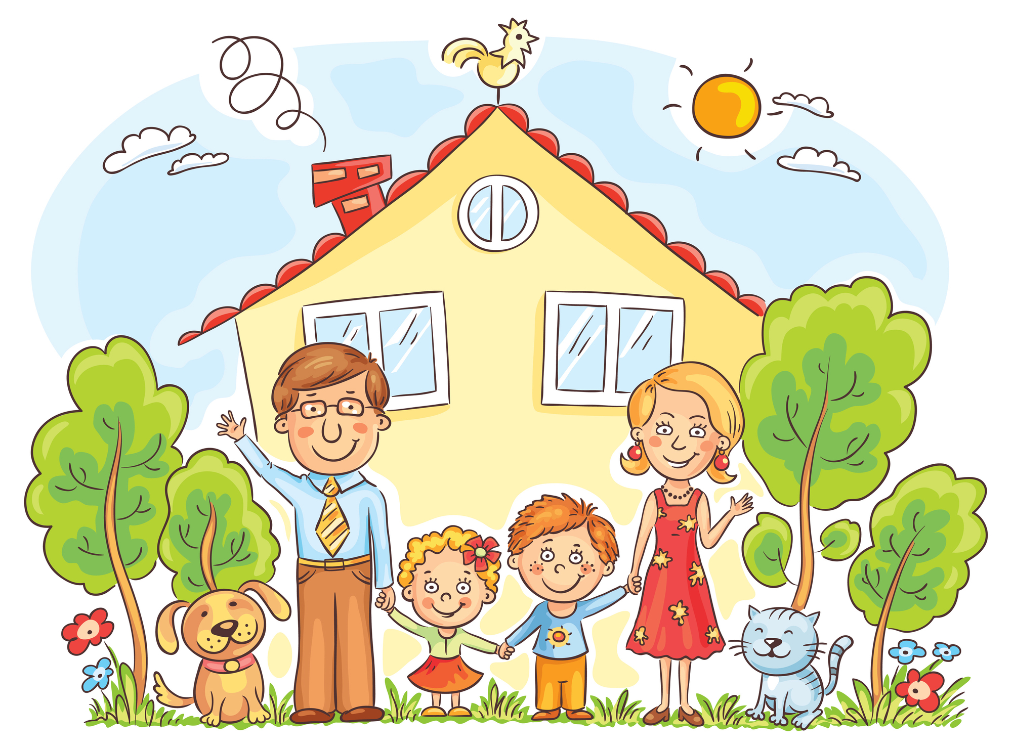 Рисование дом семья